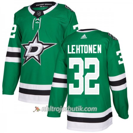 Män Ishockey Dallas Stars Jacket Tröja Kari Lehtonen 32 Adidas 2017-2018 Kelly Grön Authentic